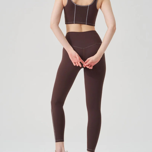Yoga wear, a high-end sports solid-color high-elastic tight high-intensity sports set, women's fitness clothes suitable for gym