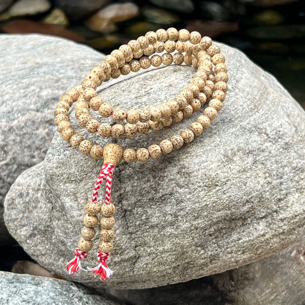 Natural Buddha Beads Prayer Mala 108 Beads 6.5mm X 6mm Bracelet Yoga Meditation Necklace for Mindfulness & Serenity