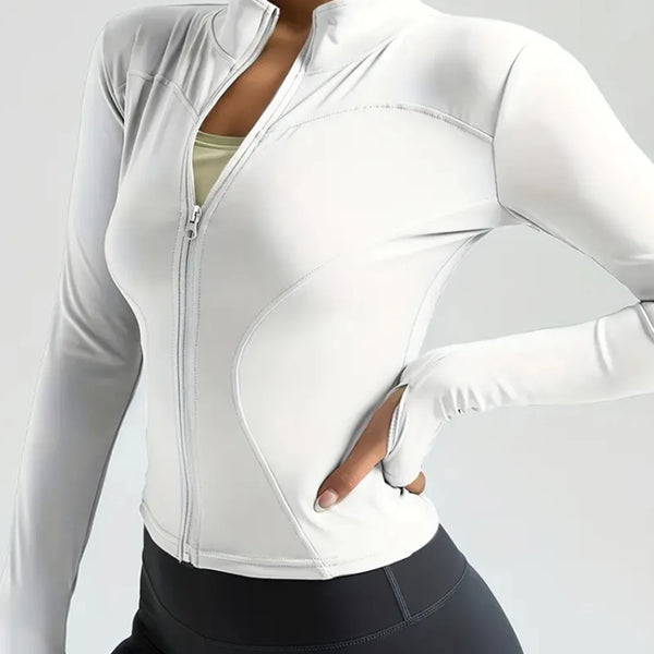 Yoga clothes women's autumn and winter sports yoga coat standing collar long sleeve top Pilates training running fitness clothes