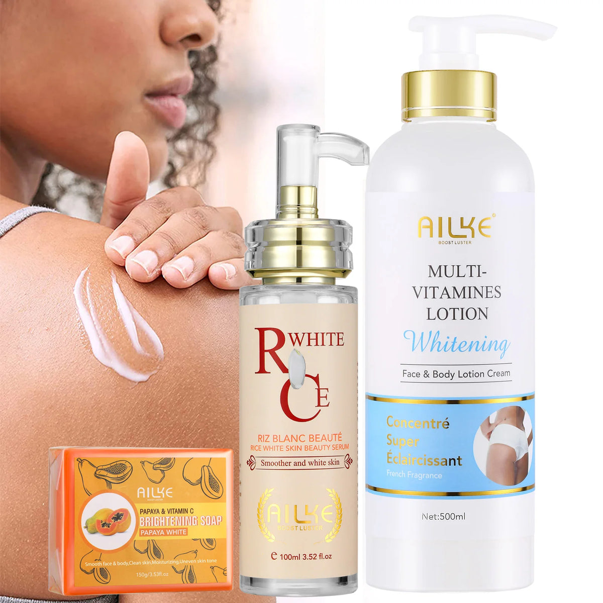 AILKE Multi Vitamin Whitening Body Lotion With Vitamins A,E,B3,B5, Increase Skin Radiance, Even Skin Tone, Moisturizer Cream